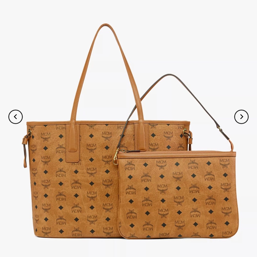 MCM Tan Logo Pattern Large Tote